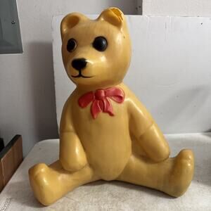 1988 Union Products Sitting Teddy Bear Plastic Blow Mold Christmas Yard Decor